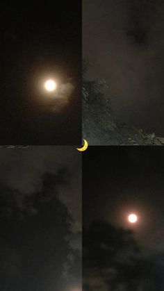 the moon is shining brightly in the night sky