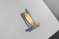 the smart phone logo is shown on top of a white paper with an orange and blue design