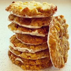 a stack of food sitting on top of a white counter