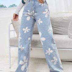 Xs=2 S=4 M=6 L=8/10 Xl=12 Xxl=14 Brand New Ships In 6-10 Days Color: Medium Wash Pattern Type: Floral Type: Straight Leg Closure Type: Zipper Fly Details: Button, Pocket, Zipper Waist Line: High Waist Length: Long Fit Type: Regular Fit Fabric: Non-Stretch Material: Denim Composition: 85% Cotton, 15% Polyester Care Instructions: Machine Wash, Do Not Dry Clean Body: Unlined Sheer: No Affordable Jeans, Floral Type, Clean Body, Floral Dress Summer, Boho Maxi Dress, Boho Dress, Denim Pants, Vintage Floral, Straight Leg Jeans