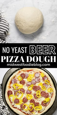 no yeast beer pizza dough recipe with pepperoni and peppers