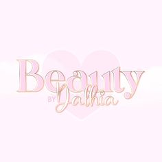 the words beauty by jahla written in pink and gold on a light pink background