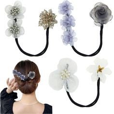 PRICES MAY VARY. ☀Each order includes: 3PCS Delicate and Elegant Flower Hair Bun Maker, Elegant Flower,Brand New Two-End Design, Will Make You Love It; ☀Material: Soft and comfortable high-quality high-quality environmentally friendly fabric fabric, very light and very light, suitable for your long-term wear without burdening your head, can be reused; ☀Very beautiful handmade Hair Bun Maker. you can easily make impossible hairstyles, two different Hair Scrunchies to meet your different dressing Flower Hair Bun, Lazy Hair, Hair Accessories Bun, Hair Bun Maker, Lazy Hairstyles, Flower Branding, Bun Maker, Hair Curler, Hair Scrunchies