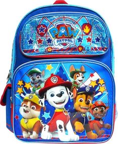 Double zippered main compartment. Two Front pockets with zipper closure. One side vecro-closure pocket and one side meshed pocket. Adjustable padded shoulder straps Measures around: 16"H x 12"W x 5"D Paw Patrol Books, Paw Patrol Backpack, Paw Patrol Girl, Paw Patrol Characters, Paw Patrol Toys, Bear Birthday Party, Paw Patrol Nickelodeon, Patterned Backpack, Boys Backpacks