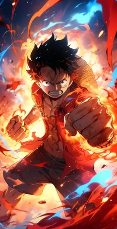 an anime character with black hair and red eyes pointing his finger at the camera while surrounded by flames