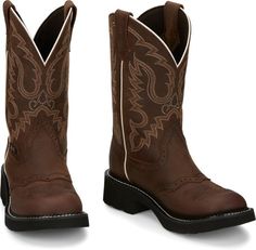 Justin Boots | Inji Aged Bark #GY9909 Traditional Cowgirl, Womens Work Boots, Cowgirl Boot, Justin Boots, Ostrich Leather, Cowboy Boots Women, Comfortable Boots, Pull On Boots, Cowboy Boot