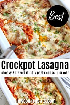 the best crockpot lasagna recipe is made with cheesy and flavorful - try pasta cooks in crock