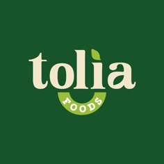 the logo for tolia foods, which is green and has white letters on it