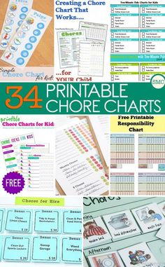 the printable chore chart for children to use in their homeschool classroom