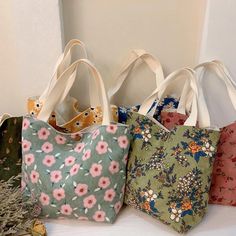 Women's Tote Tote Canvas Tote Bag Corduroy Shopping Daily Print Flower small green flowers Corduroy Blue Daisy Portable Corduroy Red Rose Portable 2023 - AU $14.29 Mummy Bag, Beg Tangan, Tote Bags Sewing, Sac Lunch, Floral Bags, Work Bag, Satchel Purse, Casual Tote, Sewing Bag