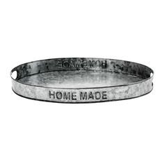 a metal tray with the words home made on it