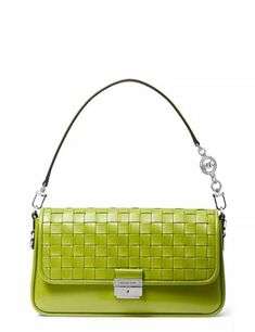 ⚛️100% Authentic Guarantee ⚛️ 👜Michael Kors - Bradshaw Small Woven Logo and Leather Shoulder Bag 🍒Color is Lime 🎁Condition is New with Tags 🌷Size: 10.75”W X 5.88”H X 2.75”D 💍Silver-tone hardware 🍎Details * Shoulder bag * Leather * Handle drop: 7” * Interior details : Interior flap pocket, zip pocket and slip pocket * Lining: 100% polyester * Push-lock fastening * Imported 🌿Defined by intricate woven detailing, our Bradshaw shoulder bag captures a laid-back luxe sensibility. It’s crafted f Michael Kors Shoulder Bag, Purses Michael Kors, Small Shoulder Bag, Handbags Michael Kors, Shoulder Tote, Green Bag, New Bag, Michael Kors Bag, Small Bags