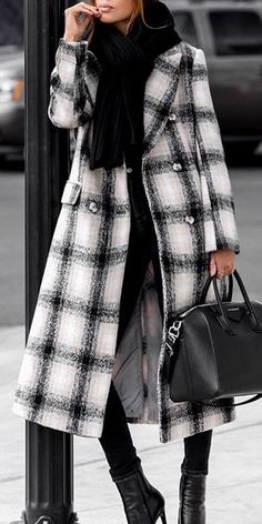 Shawl Collar Coat, Plaid Wool Coat, Future Wardrobe, Single Breasted Coat, Plaid Coat, Long Sleeves Coats, Double Breasted Coat, Looks Style, White Fashion