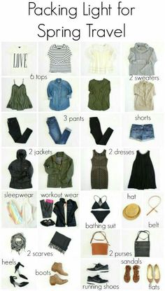 Romantic Travel Outfits, Clothes For Europe Trip Spring, Spring Vacation Outfits 2023, 5 4 3 2 1 Packing Rule, Spring In California Outfits, Houston Outfits Spring, Europe Plus Size Outfits, Light Packing Outfits, Minimalist Vacation Outfits