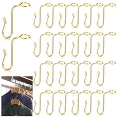 10 pairs gold metal clothes hangers hooks for shirts