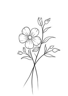 Easy Flower Line Art, Pretty Flower Drawings Simple, Line Flowers Simple, Flowers Drawing Simple Easy, Flower Line Art Simple, Flower Sketches Easy, Flowers Simple Drawing, Easy Floral Drawing, Line Art Drawings Flowers