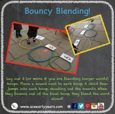 an advertisement for bouncy blending on the sidewalk with two pictures of people