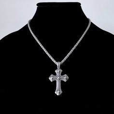 𝑮𝑶𝑻𝑯𝑰𝑪 𝑪𝑹𝑶𝑺𝑺 𝑵𝑬𝑪𝑲𝑳𝑨𝑪𝑬 * handmade in Los Angeles * Solid Stainless Steel Woven Link Chain + hardware * Solid Stainless Steel Gothic Cross Pendant * choose your length (Short 15"-18" or Long 18"-22" or Extra Long 22"-26") This necklace features a chunky gothic-style cross pendant with a woven link style chain. It is adjustable and perfect for layering. Both the chain and the pendant are solid stainless steel. Feel free to get it wet, it will not tarnish or fade. ♥ Please allow 1 Giant Cross Necklace, Y2k Cross Necklace, Chunky Cross Necklace, Gothic Cross Necklace, Chain Link Necklace Silver, Goth Accessories, Gothic Cross, Gothic Crosses, Cross Chain