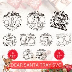 christmas svg bundle with santa's reindeer and other holiday related items on it