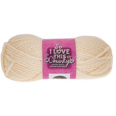 yarn ball in white with pink label