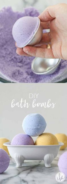 Best DIY Bath Bombs For Spa Day at Home - DIY Bath Bombs - Easy DIY Bath Bomb Recipes For You To Make At Home. These Are Made With Easy, Natural Recipe Ideas And Are Great For Sensitive Skin. Some Are Made Without Citric Acid And Without Epsom Salt So You Can Get That Scented And Lush Feel On Your Skin Without Irritation. Try Ones For Kids For A Fun Galaxy Bath Time. These Homemade Bath Bombs Are Relaxing And Can Be Made Organic Too. Try Them With Glitter Or Colorful Ingredients Using These Step Joululahjat Diy, Diy Lush, Cadeau Diy, Homemade Beauty Products, Citric Acid