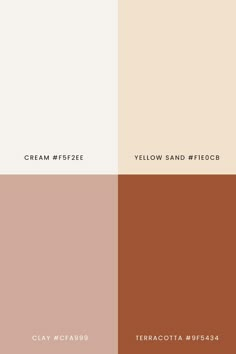 three different shades of brown, beige and white with the words cream on each side