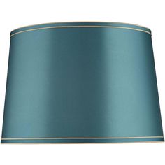 a blue lampshade with gold trim around the edges and bottom part on an isolated white background