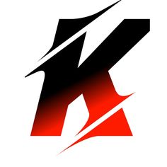 the letter k is made up of black and red letters with an arrow in the middle