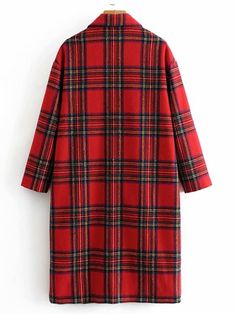 Single Breasted Plaid Longline Coat | SHEIN Tartan Coat, Leather Peplum, Longline Coat, Women Overcoat, Fashion Wishlist, Stylish Fashion, Trendy Fashion Women, Long A Line, Online Womens Clothing