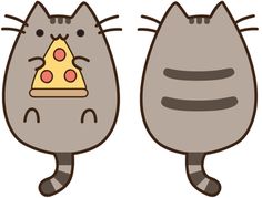 two cartoon cats with pizza slices on their backs, one is eating the other's