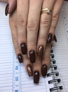 November Nail Designs, Brown Acrylic Nails, Brown Nails Design, November Nails, Fall Acrylic Nails, Brown Nails