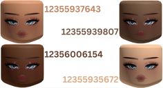 four different types of eyes and eyebrows with numbers in the bottom right hand corner, on top of each other