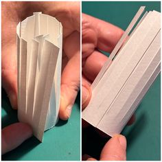 two pictures showing the process of folding paper