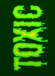 the words glow green against a black background