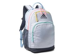 adidas Adaptive Backpack - Backpack Bags : Twill White/Semi Flash Aqua Blue/Pink Spark : The primary materials that compose this product contain a minimum of 20 percent recycled content. The stylish and sturdy adidas Adaptive Backpack is the best pick to store your essentials for casual days out or sports sessions. Made with innovative, intentional features such as a tall water bottle pocket for easy one-handed access, looped zip pulls that are easy to maneuver. The pack stands upright to make p Water Bottle Backpack, Adidas Backpack, Seal Of Approval, Crafts From Recycled Materials, People With Disabilities, Back Bag, Shoulder Backpack, Blue Backpack, Pink Backpack