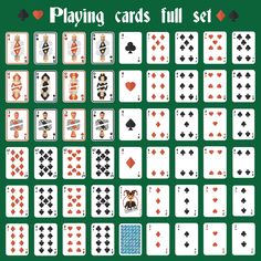 playing cards full set on green background