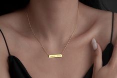 "14k Gold Bar Necklace, Personalized Bar Necklace,Name Necklace, Gold Bar Necklace, Engraved Necklace,initial necklace, Bridesmaid Gift      ❃  H O W . TO * O R D E R  ❃        - Step 1 : Choose the style (Rose Gold etc.)        - Step 2 : Choose necklace length (14 to 24 inc)               - Step 3 : Add your personalization: Simply use the 'PERSONALIZATION BOX' to let us know the FONT NUMBER  and TEXT that you would like.                         characters.                         For example: 14k Gold Bar Necklace, Gold Bar Necklace Engraved, Gold Bar Necklace Personalized, Name Necklace Gold, Font Number, Bar Necklace Personalized, Necklace Name, Necklace Initial, Gold Bar Necklace