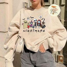 Nightmare Before Christmas Sweatshirt, Disney Halloween Sweatshirt Disneyland Sweatshirt, Horror Movie Shirts, Neutral Sweaters, Disneyland Vacation, Disney Sweaters, Disney Sweatshirts, Movie Shirts, Disney Trip, Halloween Sweatshirt