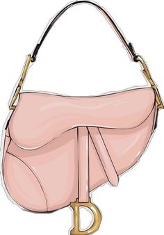 a pink handbag with gold handles and straps