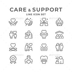 care and support line icon set - miscellaneous symbols / objects web elements in this pack, you can also see the icons