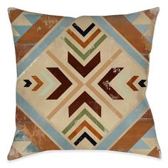 Southwest Tile Arrow Indoor Decorative Pillow Southwest Tile, Blue Pillows Decorative, Southwestern Patterns, Space Artwork, Aztec Design, Aztec Designs, Shades Of Brown, American West, Scatter Cushions