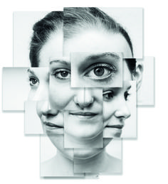 a woman's face is shown with multiple squares over it to show the different parts of her face