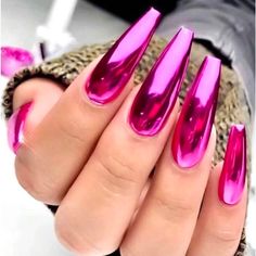 Take Your Nails To The Next Level Pink Chrome Nails, Halloween Acrylic Nails, Mirror Nails, Edgy Nails, Grunge Nails, Nail Swag, Gem Nails, Summer Acrylic Nails, Pink Acrylic Nails