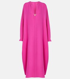 Elegant Pink V-neck Kaftan, Chic Silk V-neck Kaftan, Silk Long Sleeve Kaftan For Formal Occasions, Formal Long Sleeve Silk Kaftan, Elegant Silk V-neck Tunic, Chic Long Silk Kaftan, Silk Long Kaftan For Formal Occasions, Silk V-neck Evening Kaftan, Pink Long Sleeve Kaftan For Evening