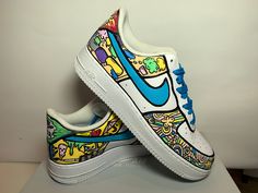 A brand new pair of Air Force 1 customised in a mad doodle design, using posca pens and Angelus paints. All the artwork is sealed using Angelus sealer for longevity  These really do look the bomb Enjoy !! See the process on my YouTube channel  "Justin Wilson Customs " like and subscribe if you like what you see 👍 Shoe Doodles Sneakers, Justin Wilson, Pattern Doodle, Painting Shoes, Painted Canvas Shoes, Pokemon Theme, Doodle Design, Custom Air Force 1, Sneakers Athletic