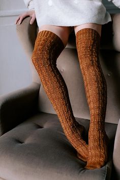 Ravelry: Cabled Over Knee Socks pattern by Zyaparova Masha Thigh High Knit Socks, Edm Fashion, Womens Knee High Socks, Lace Stockings, Over Knee Socks, Comfy Winter, Sock Knitting, Knit Stockings, Socks Pattern