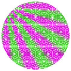 an abstract circular pattern in pink, green and purple