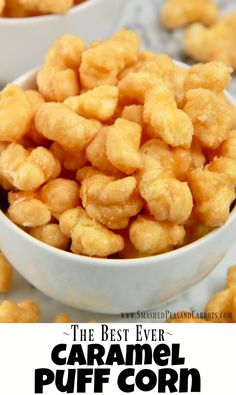 the best ever caramel puff corn recipe is made with just 3 ingredients and it's so good to eat