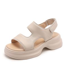 Gender: Women Item Type: Sandals Main Material: Cow Leather Style: Casual, Classic, Retro Season: Summer Heel Type: Flat Outsole Material: Rubber Heel Height: Low Heel (1-3 cm) Size Length cm inch 35 22.5 8.86 36 23 9.06 37 23.5 9.25 38 24 9.45 39 24.5 9.65 40 25 9.84 Beige Platform Footbed Sandals For Summer, Summer Beige Platform Footbed Sandals, Beige Ankle Strap Footbed Sandals For Summer, Beige Flat Leather Slingback Sandals, Beige Leather Flat Slingback Sandals, Beige Leather Open Toe Slingback Sandals, Beige Open Toe Slingback Sandals With Cushioned Footbed, Beige Synthetic Sandals With Single Toe Strap, Fancy Heels