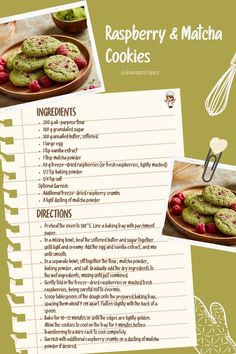 the recipe for raspberry and matcha cookies